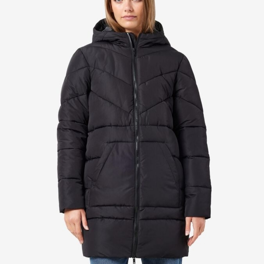 Noisy may Black Hooded Puffer Jacket